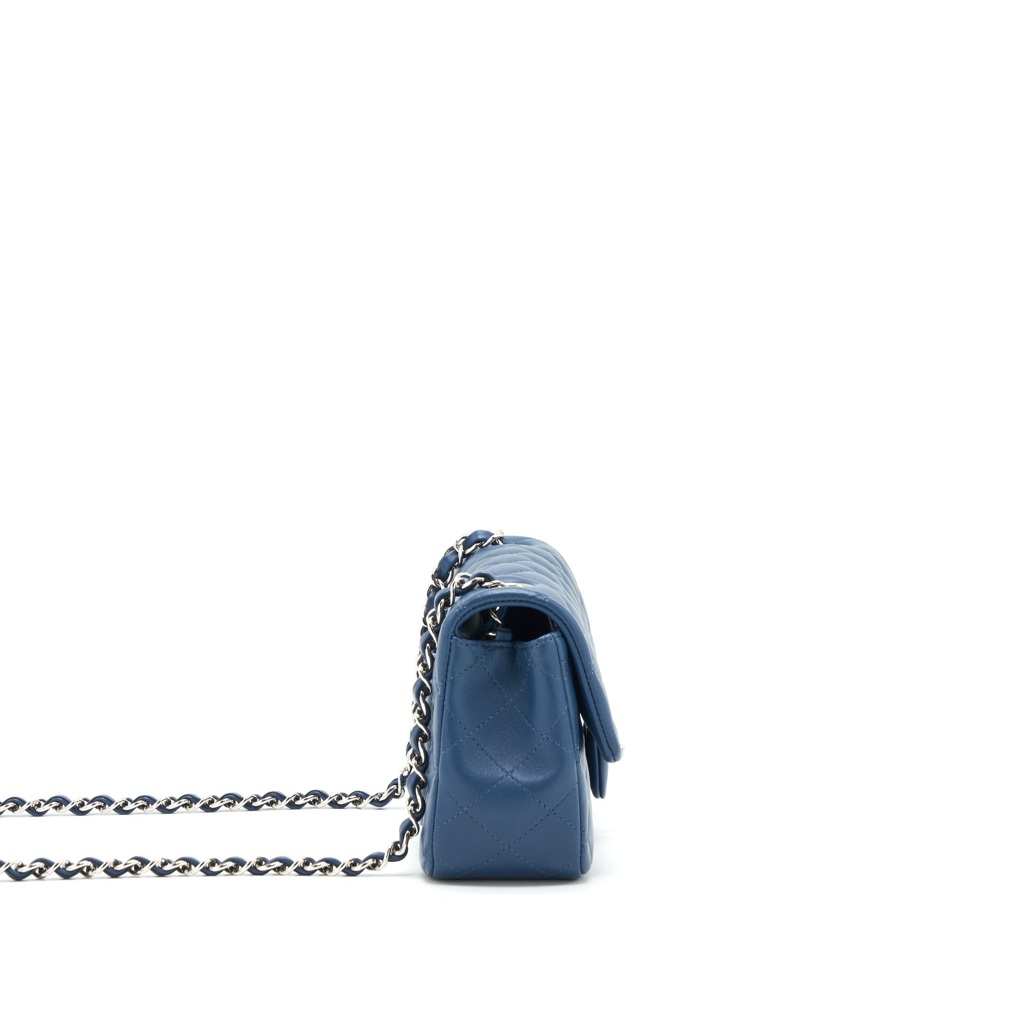 CHANEL MINI RECTANGULAR FLAP BAG LAMBSKIN NAVY BLUE SHW