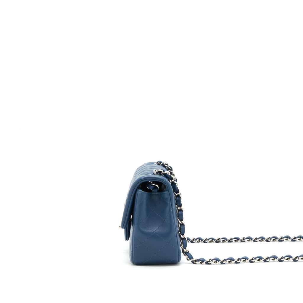 CHANEL MINI RECTANGULAR FLAP BAG LAMBSKIN NAVY BLUE SHW