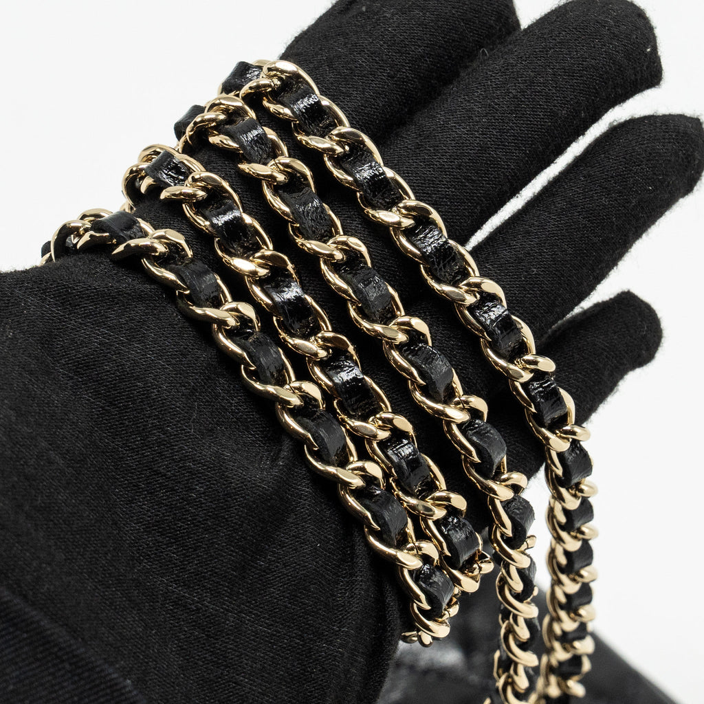 CHANEL 24S MINI 31 CLUTCH WITH CHAIN SHINY LAMBSKIN BLACK LGHW (MICROCHIP)