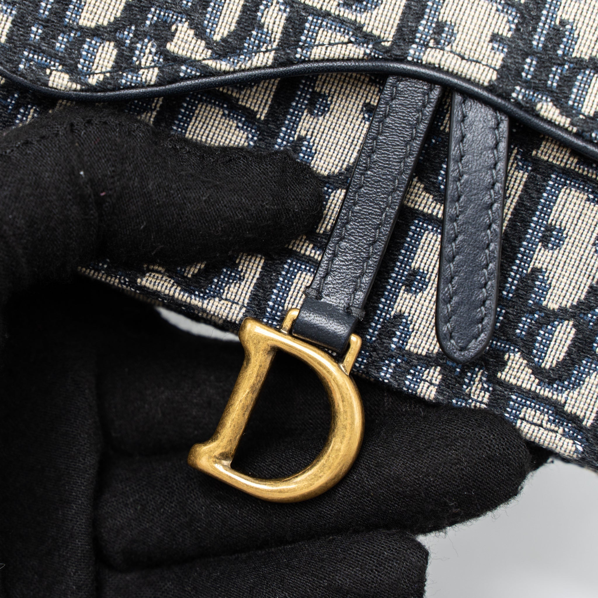 DIOR SADDLE BELT POUCH BLUE OBLIQUE JACQUARD CANVAS GHW