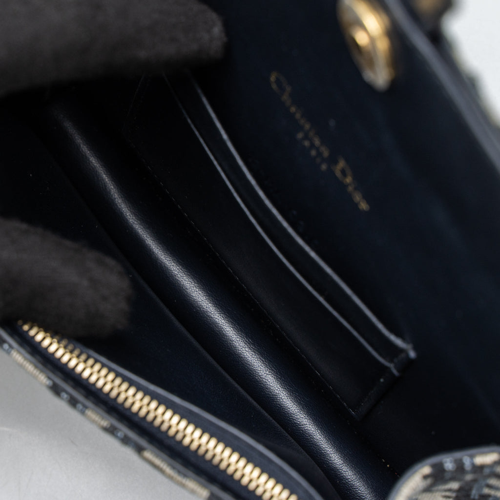 DIOR SADDLE BELT POUCH BLUE OBLIQUE JACQUARD CANVAS GHW