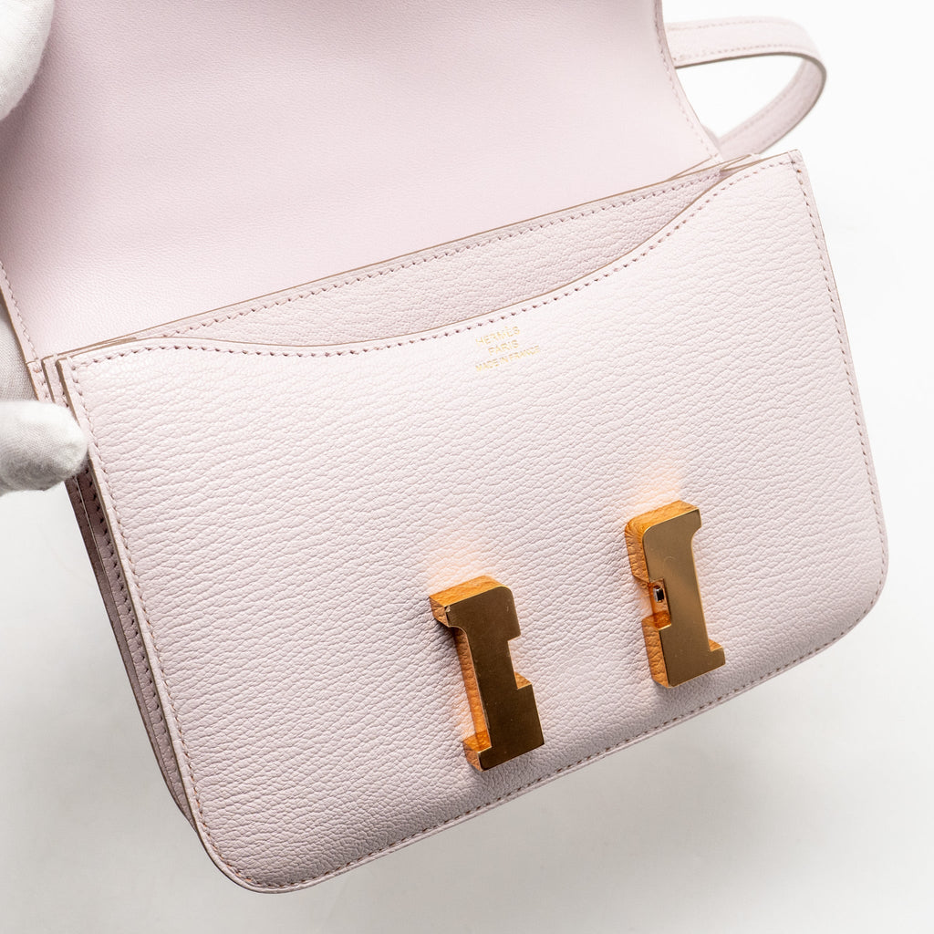 HERMES MINI CONSTANCE CHEVRE MYSORE MAUVE PALE RGHW