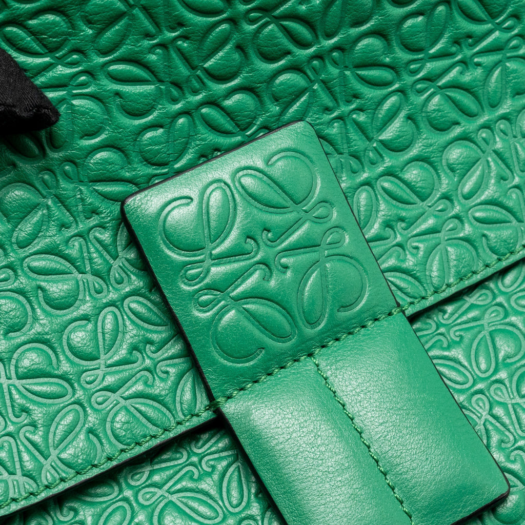 LOEWE AVENUE ANAGRAM CROSSBODY BAG EMBOSSED CALFSKIN GREEN GHW
