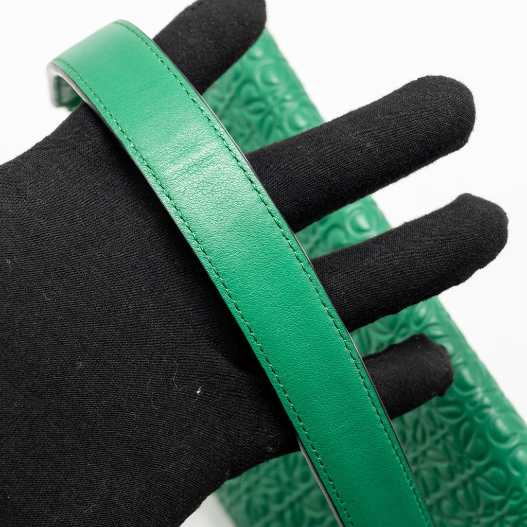 LOEWE AVENUE ANAGRAM CROSSBODY BAG EMBOSSED CALFSKIN GREEN GHW