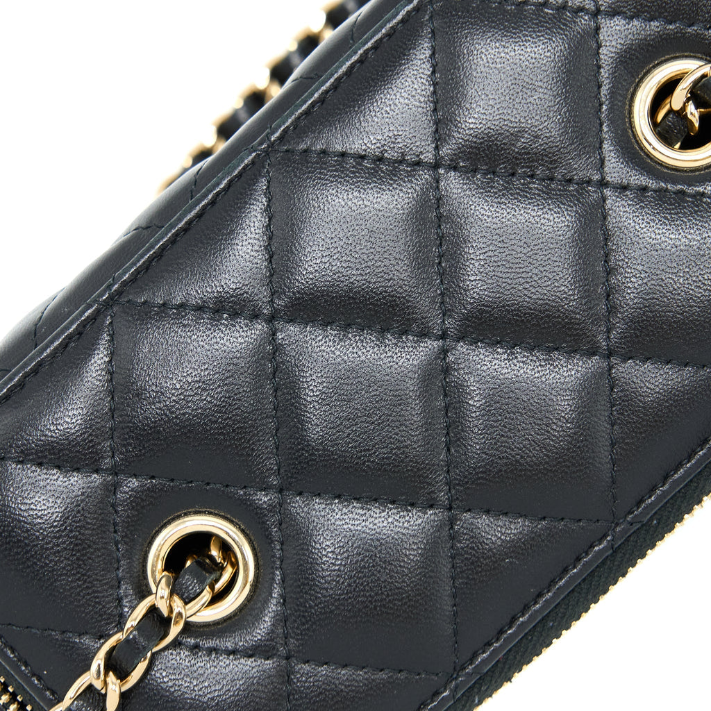 CHANEL LONG VANITY WITH CHAIN LAMBSKIN BLACK LGHW