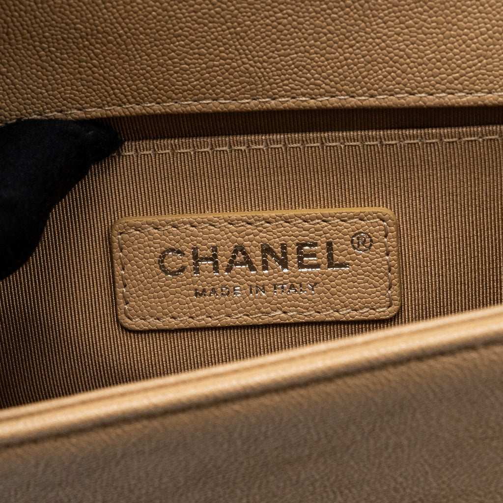 CHANEL SMALL BOY BAG CAVIAR LIGHT BEIGE SHW