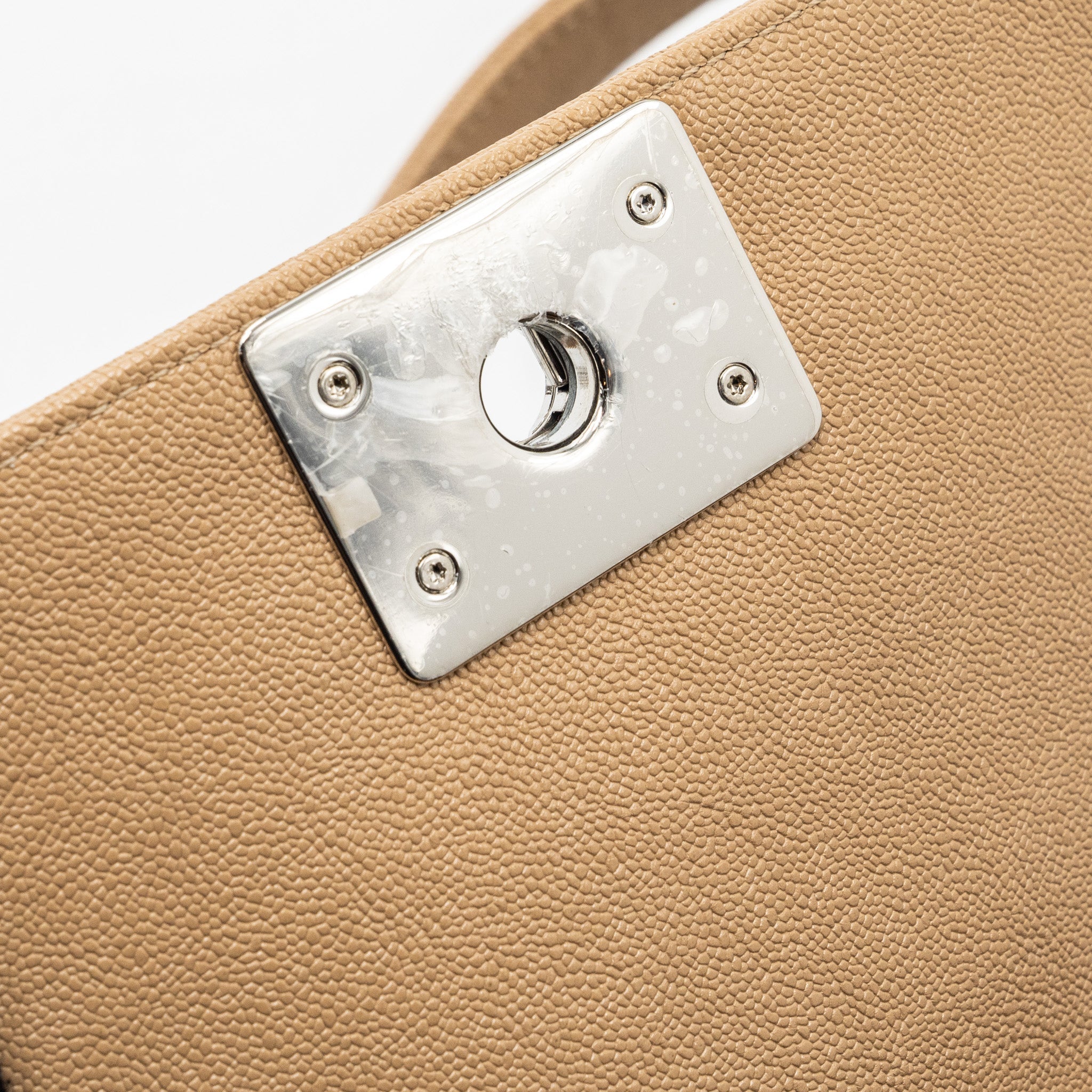 CHANEL SMALL BOY BAG CAVIAR LIGHT BEIGE SHW