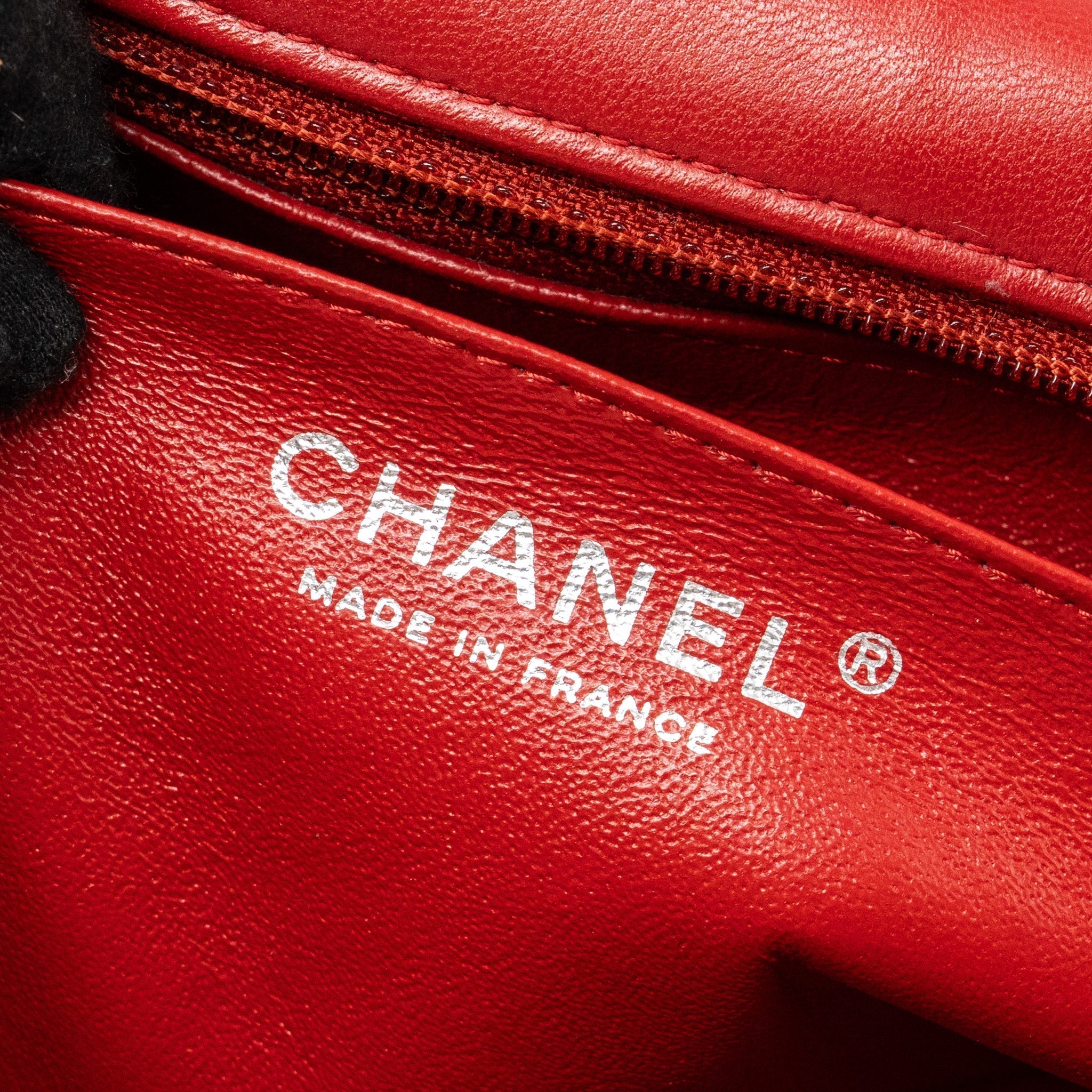 CHANEL CLASSIC MINI RECTANGULAR FLAP BAG LAMBSKIN RED RUTHENIUM HARDWARE