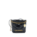 CHANEL MINI 22 BAG SHINY CALFSKIN BLACK GHW (MICROCHIP)