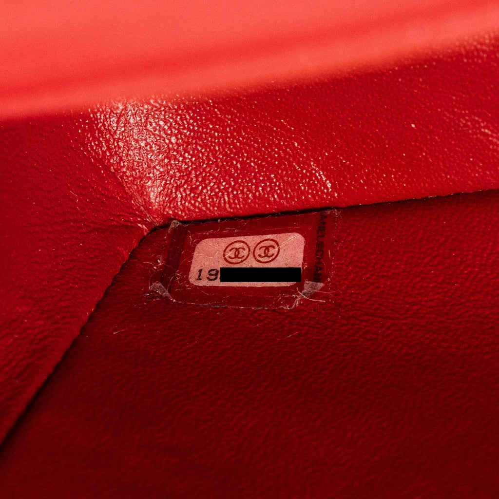 CHANEL CLASSIC MINI RECTANGULAR FLAP BAG LAMBSKIN RED RUTHENIUM HARDWARE
