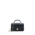 CHANEL TOP HANDLE MINI RECTANGULAR FLAP BAG LAMBSKIN BLACK LGHW (MICROCHIP)