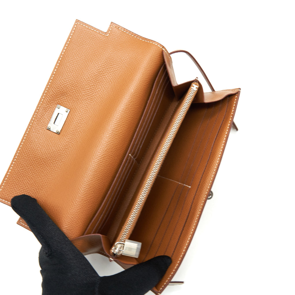 Hermes Kelly Long Wallet Epsom Gold SHW