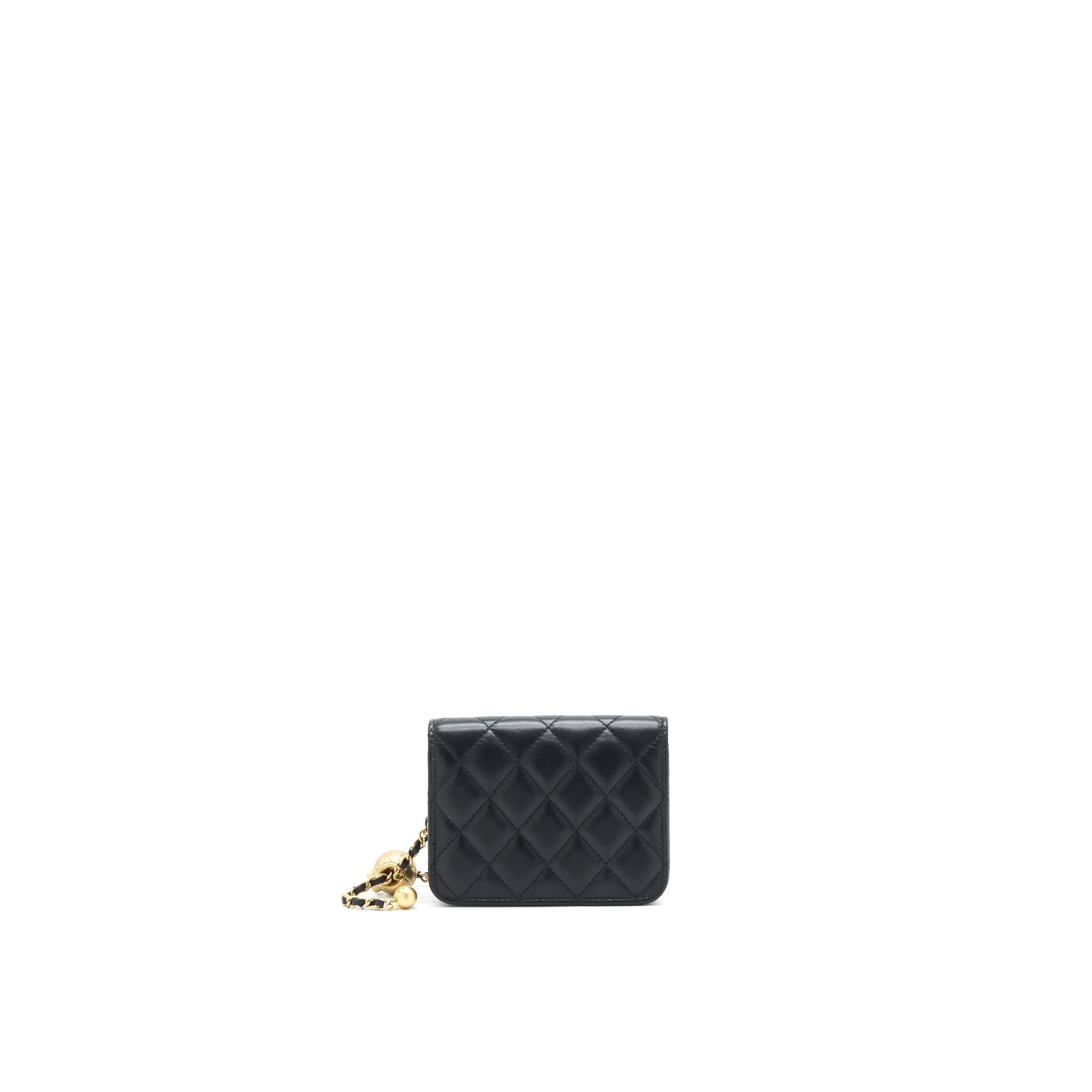 CHANEL PEARL CRUSH MINI BELT COINS PURSE/ CARD HOLDER BLACK GHW