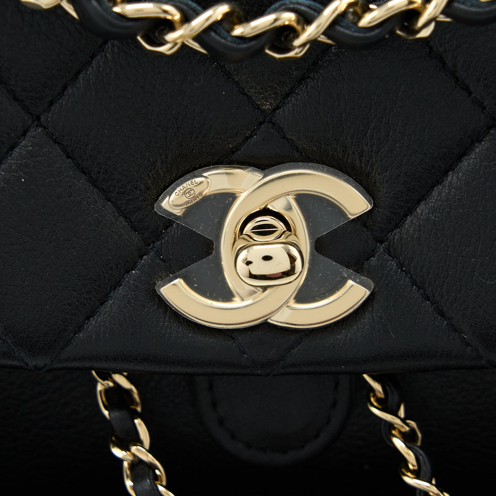 CHANEL 23C LARGE DUMA BACKPACK CALFSKIN BLACK LGHW (MICROCHIP)