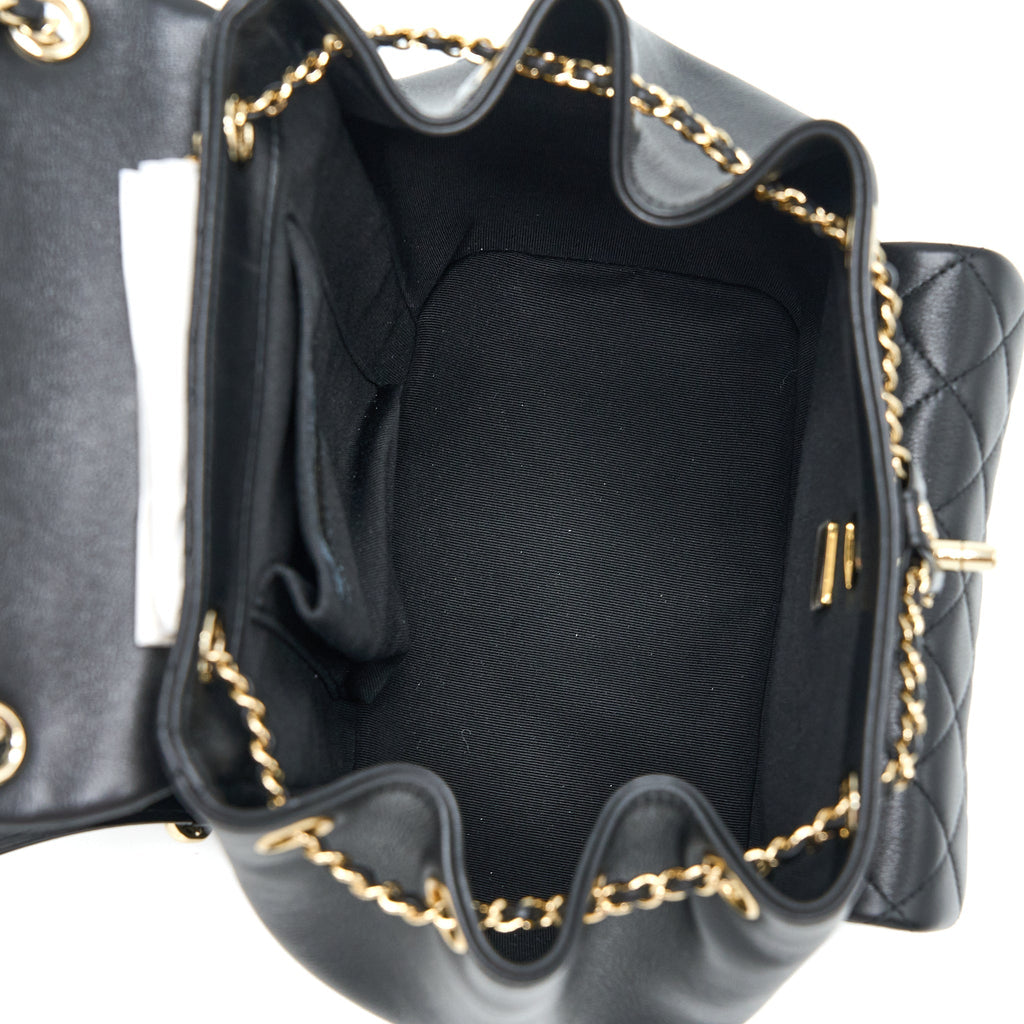 CHANEL 23C LARGE DUMA BACKPACK CALFSKIN BLACK LGHW (MICROCHIP)