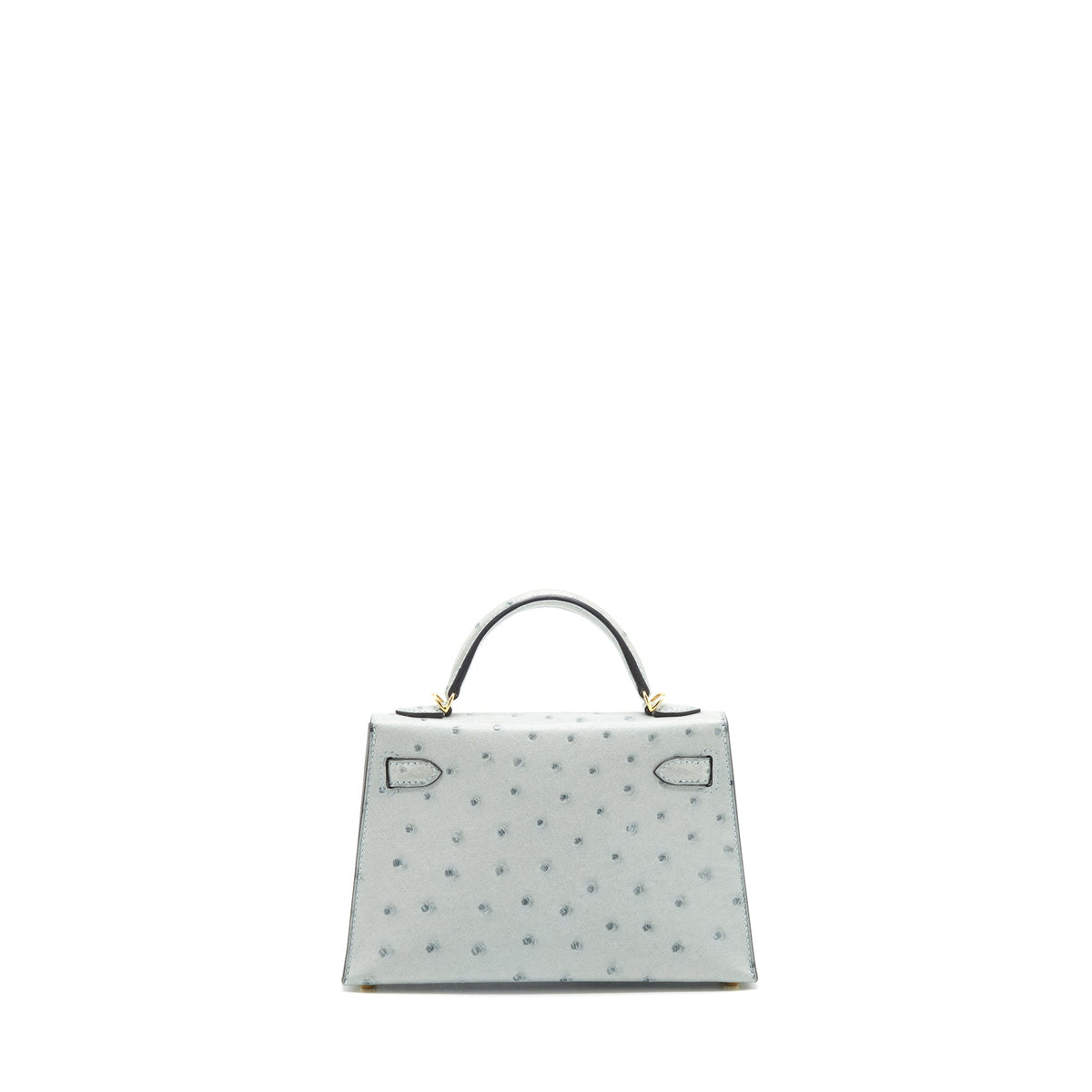 Hermes mini Kelly Ⅱ Ostrich Blue Glacier GHW