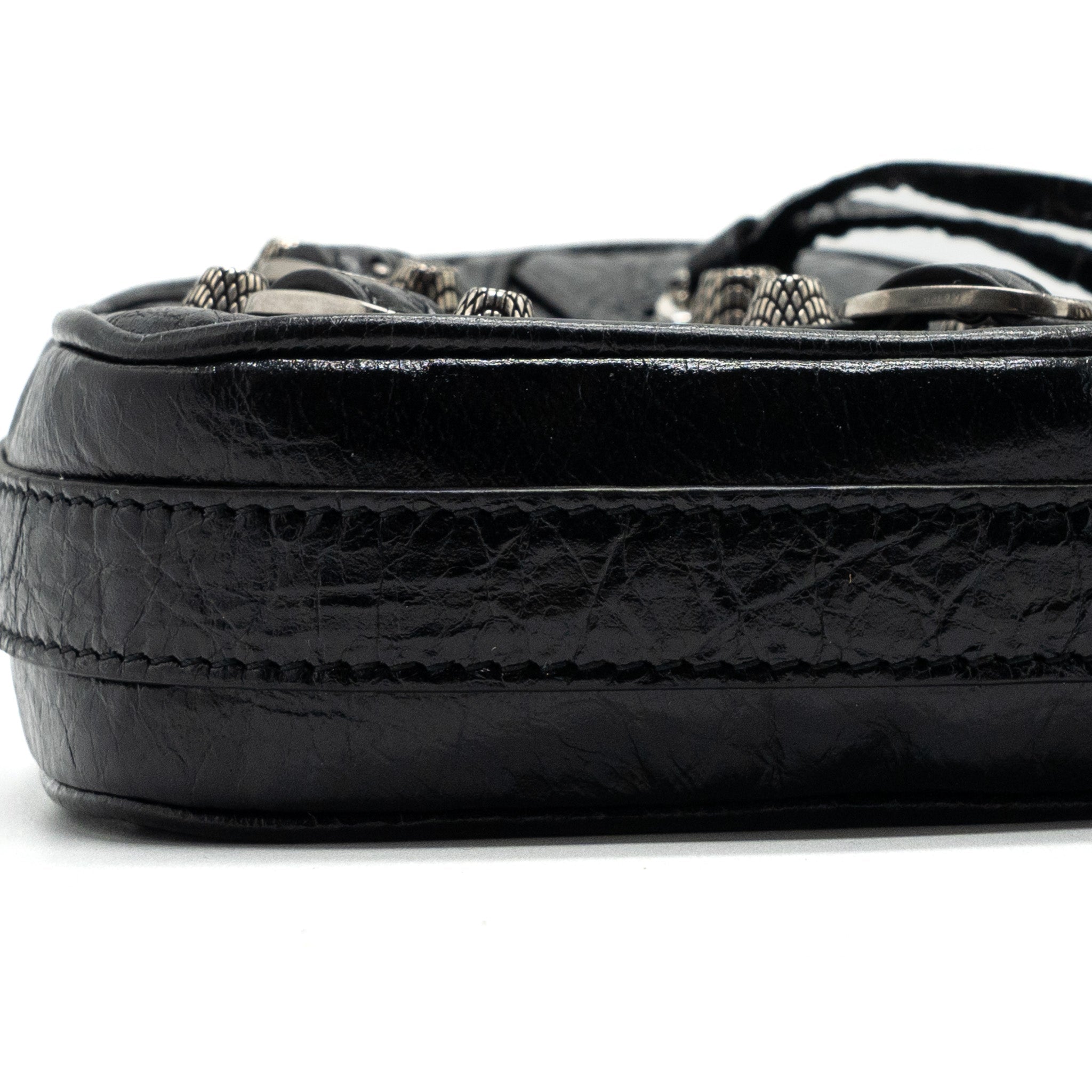 BALENCIAGA LE GAGOLE HEART MINI BAG ARENA LAMBSKIN BLACK RUTHENIUM HARDWARE