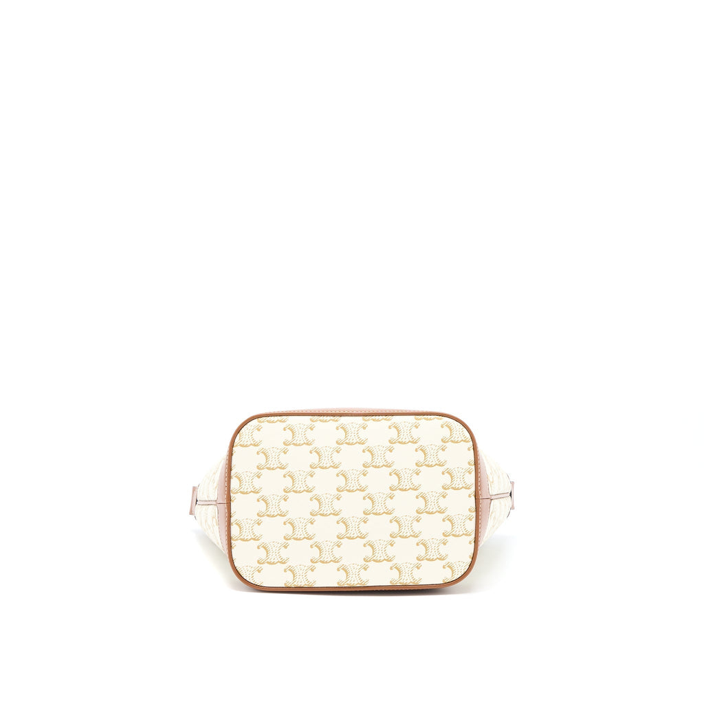CELINE SMALL BUCKET BAG TRIOMPHE CANVAS/CALFSKIN WHITE