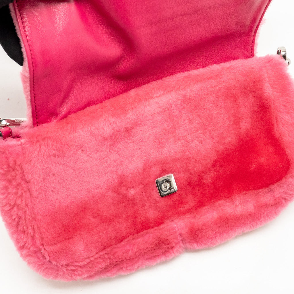 Fendi baguette bag shearling Nappa lambskin Pink SHW