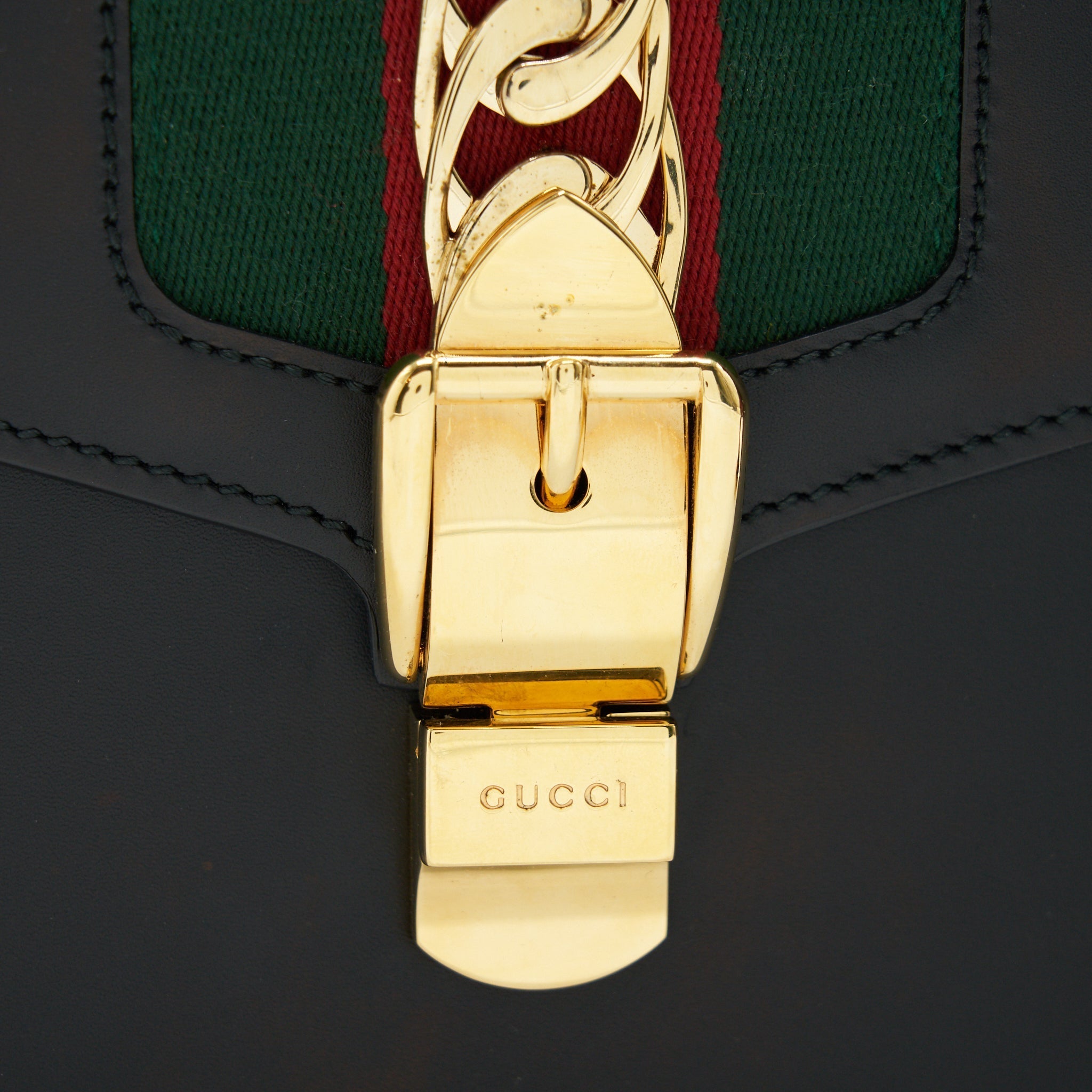 GUCCI SYLVIA SMALL LEATHER BAG BLACK