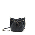 CHANEL DRAWSTRING BUCKET BAG QUILTED LAMBSKIN BLACK LGHW