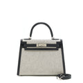 HERMES KELLY 28 TOILE H BLACK/ GREY SHW