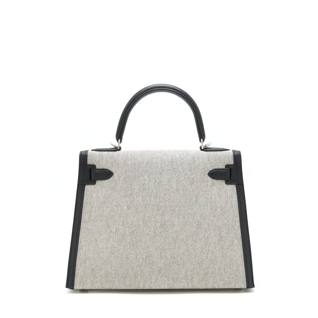 HERMES KELLY 28 TOILE H BLACK/ GREY SHW
