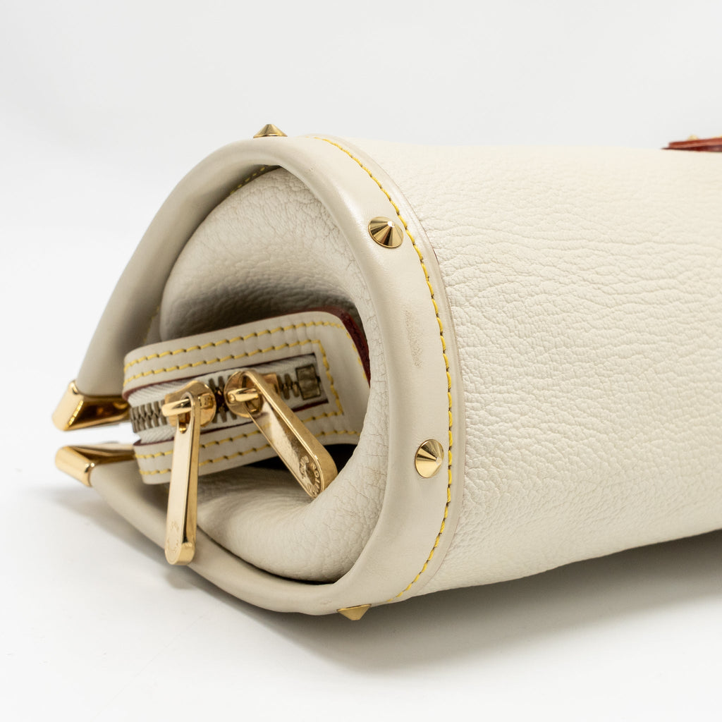 LOUIS VUITTON VINTAGE SUHALI L’EPANOUI PM LEATHER WHITE GHW