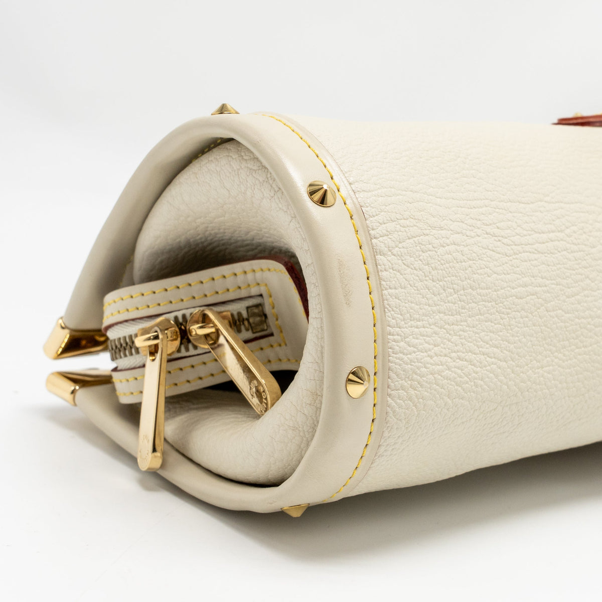 LOUIS VUITTON VINTAGE SUHALI L’EPANOUI PM LEATHER WHITE GHW