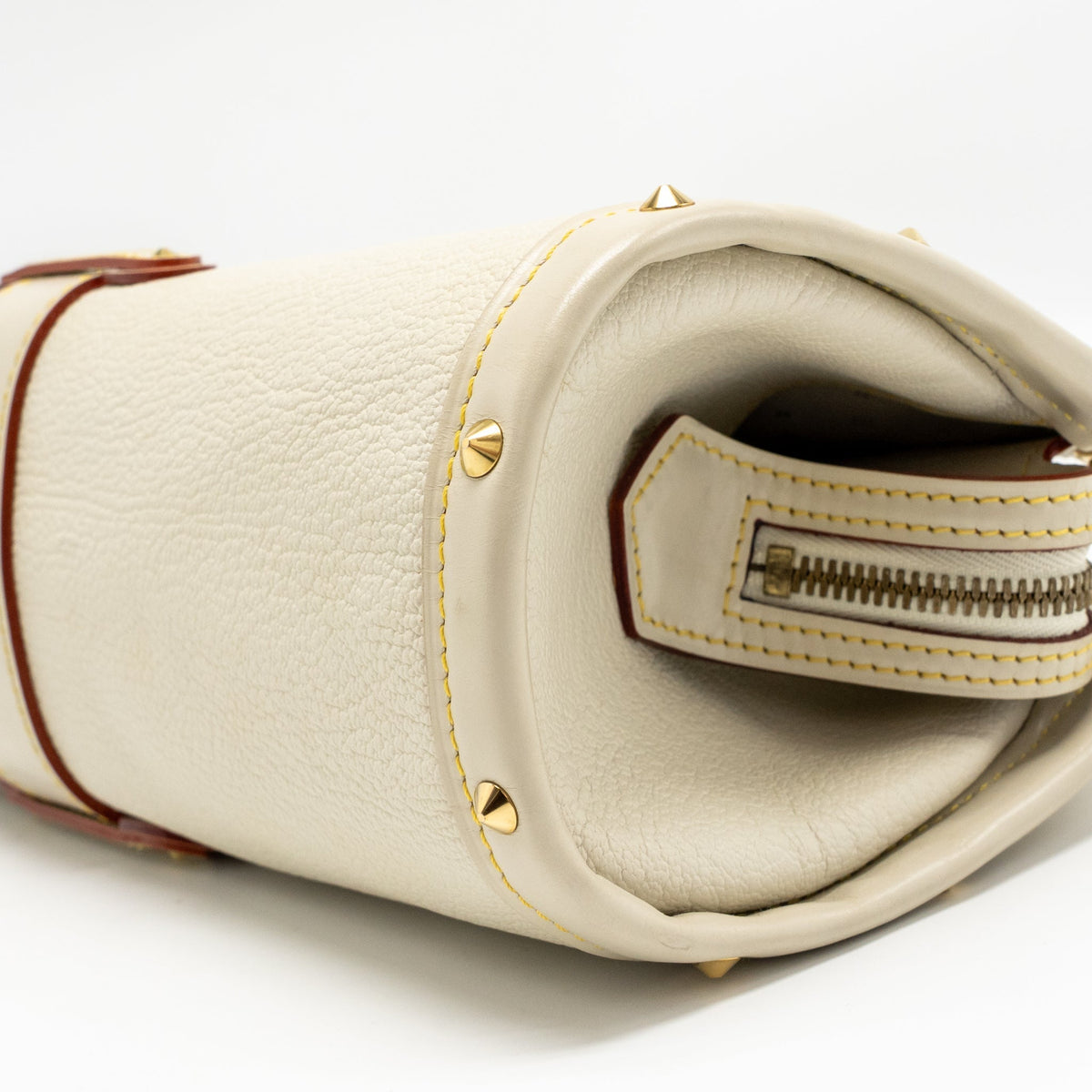 LOUIS VUITTON VINTAGE SUHALI L’EPANOUI PM LEATHER WHITE GHW
