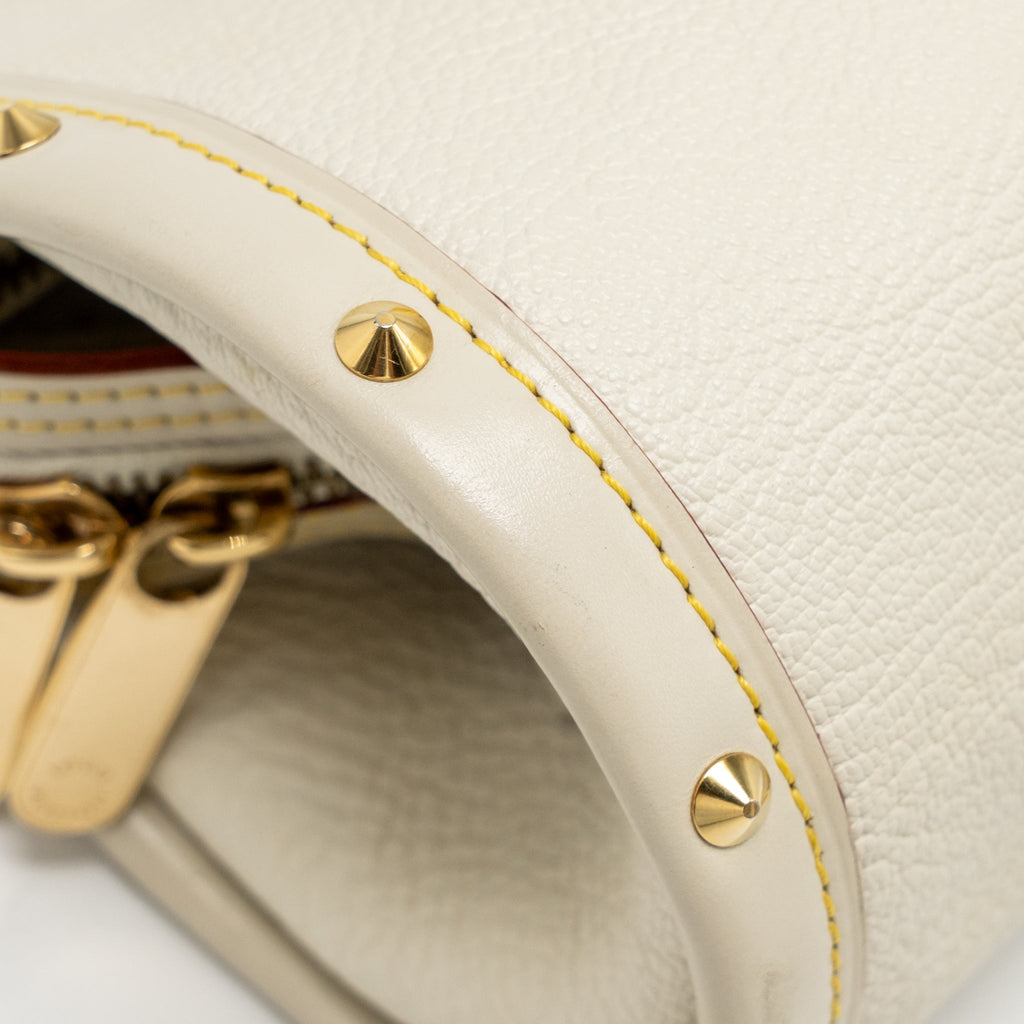 LOUIS VUITTON VINTAGE SUHALI L’EPANOUI PM LEATHER WHITE GHW