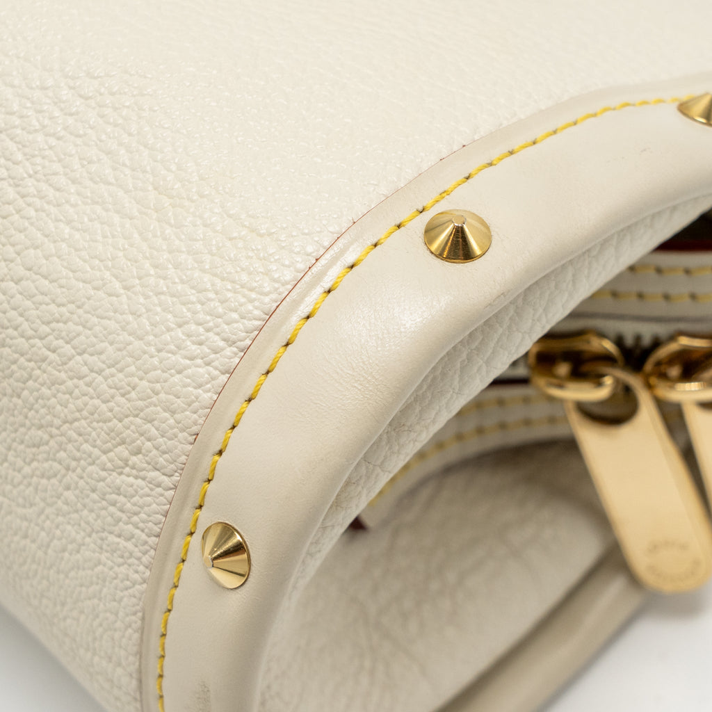 LOUIS VUITTON VINTAGE SUHALI L’EPANOUI PM LEATHER WHITE GHW