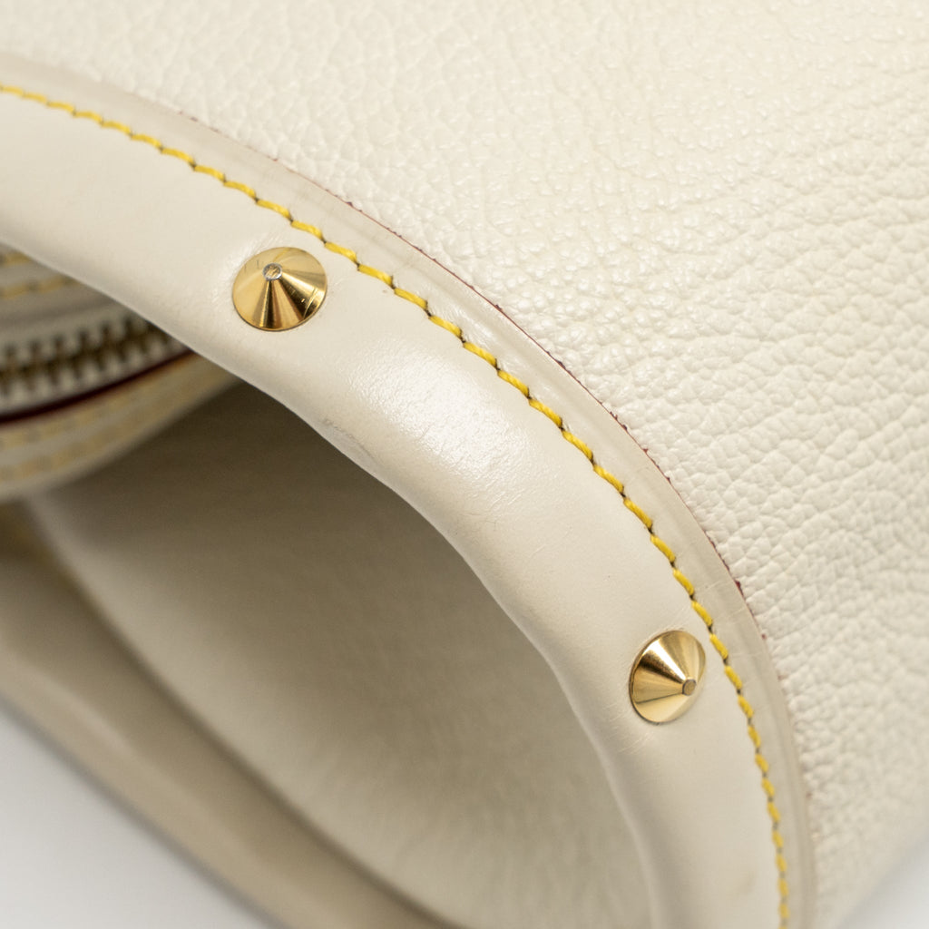 LOUIS VUITTON VINTAGE SUHALI L’EPANOUI PM LEATHER WHITE GHW