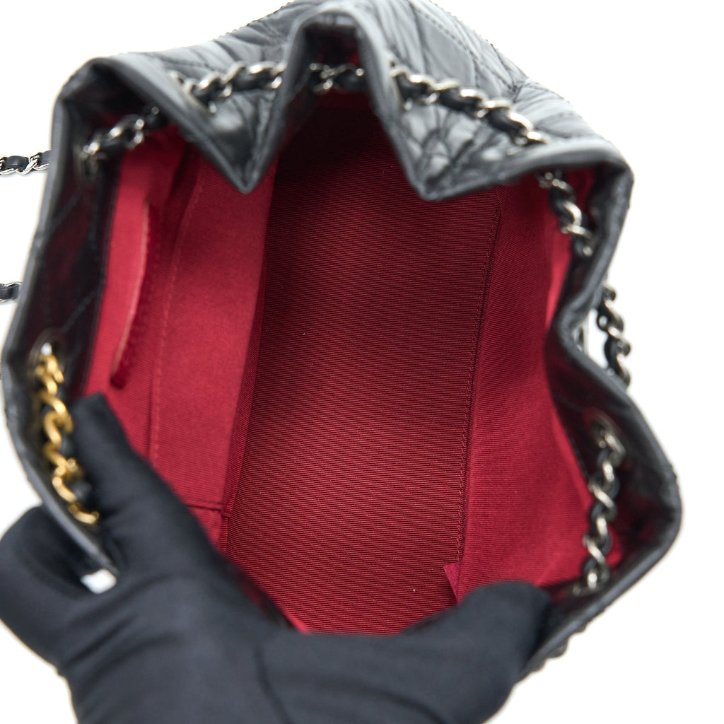 CHANEL SMALL GABRIELLE BACKPACK AGED CALFSKIN BLACK MULTICOLOUR HARDWARE