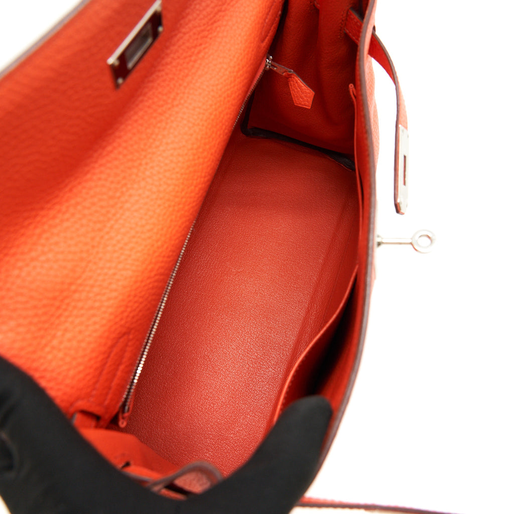 Hermes Kelly 32 Orange Poppy Clemance Leather SHW