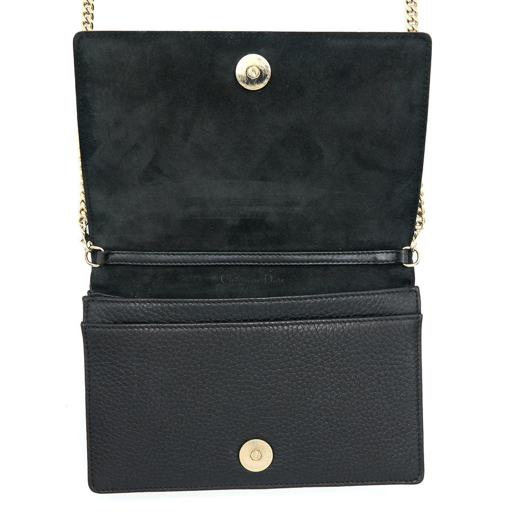 DIOR DIORAMA WALLET ON CHAIN GRAINED CALFSKIN BLACK LGHW