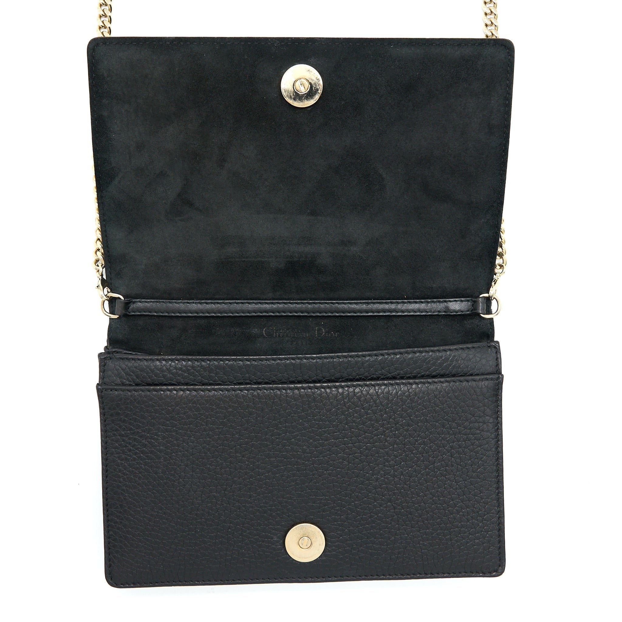DIOR DIORAMA WALLET ON CHAIN GRAINED CALFSKIN BLACK LGHW