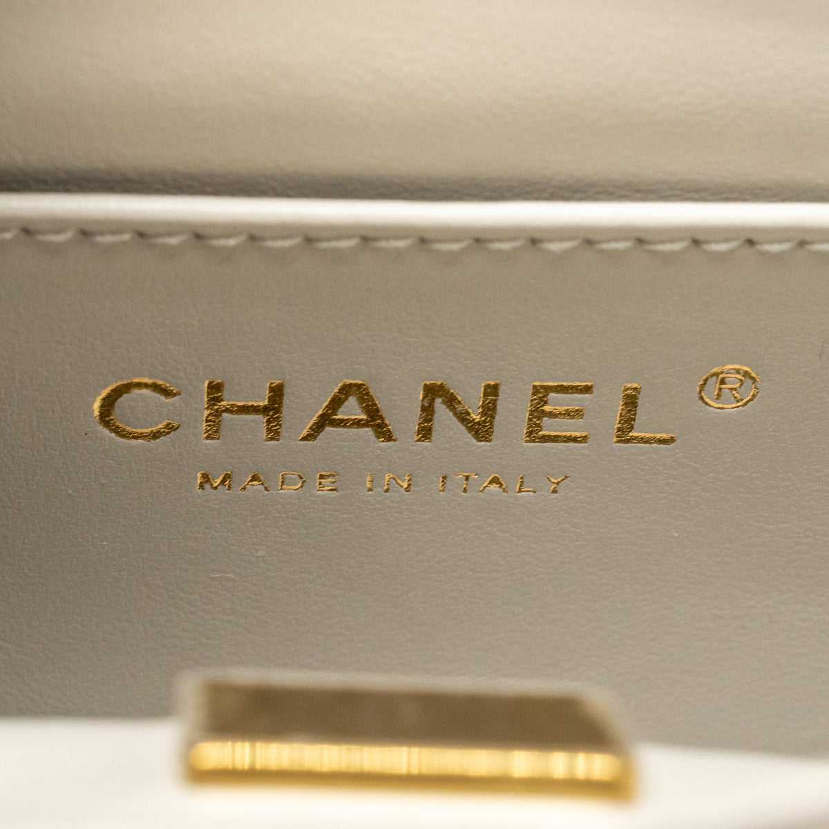 Chanel 24s pearl adjustable chain rectangular flap bag lambskin light grey GHW (microchip)