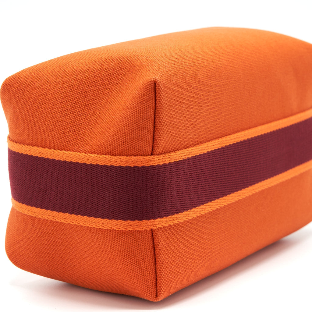 HERMES TROUSSE DE TOILETTE BRIDE A BRAC CANVAS TRAVEL POUCH ORANGE FEU