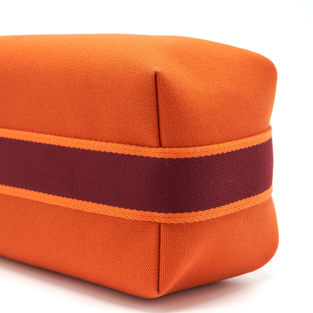 HERMES TROUSSE DE TOILETTE BRIDE A BRAC CANVAS TRAVEL POUCH ORANGE FEU