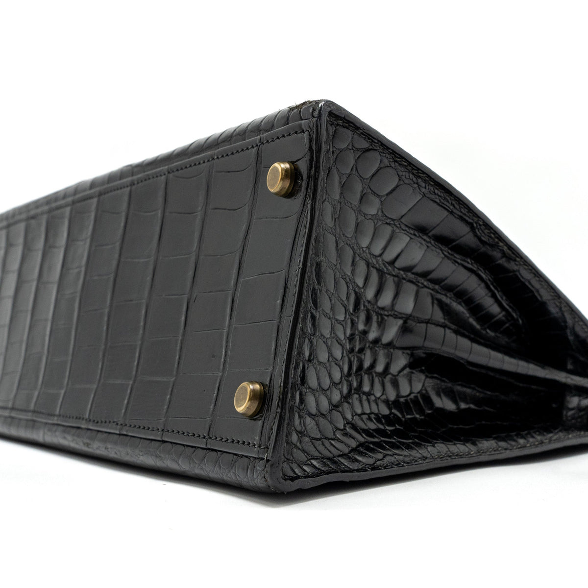Hermes Kelly 32 Shiny Crocodile Porosus Black GHW Stamp Circle Q
