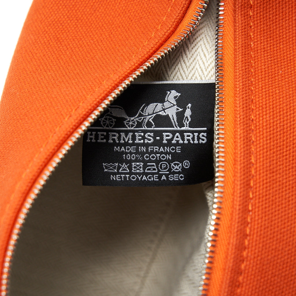 HERMES TROUSSE DE TOILETTE BRIDE A BRAC CANVAS TRAVEL POUCH ORANGE FEU