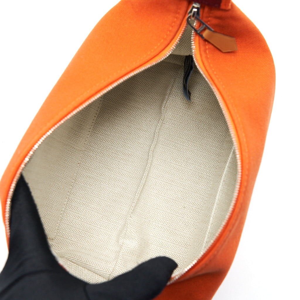 HERMES TROUSSE DE TOILETTE BRIDE A BRAC CANVAS TRAVEL POUCH ORANGE FEU