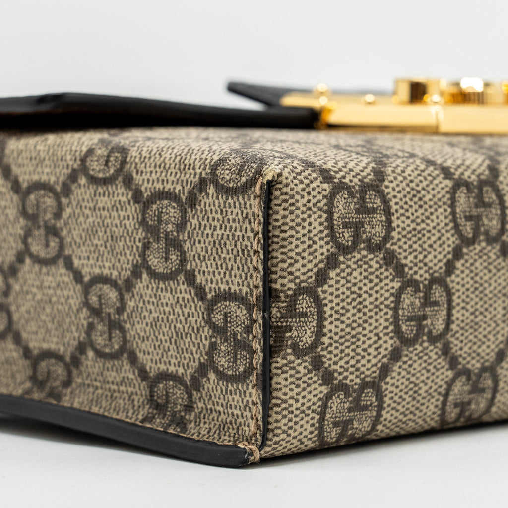 GUCCI MINI PADLOCK TOP HANDLE SHOULDER BAG GG SUPREME CANVAS GHW