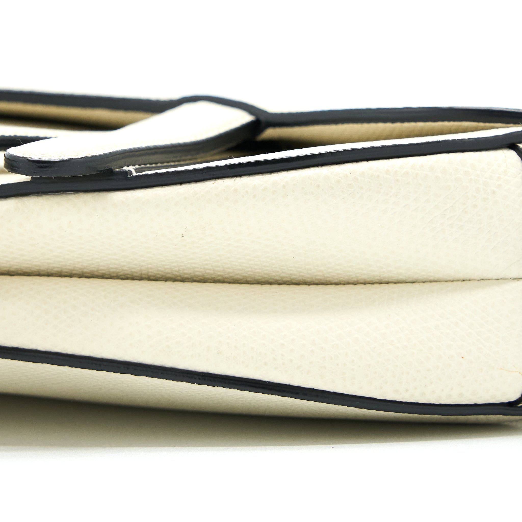 DIOR MINI SADDLE BAG GRAINED CALFSKIN WHITE GHW