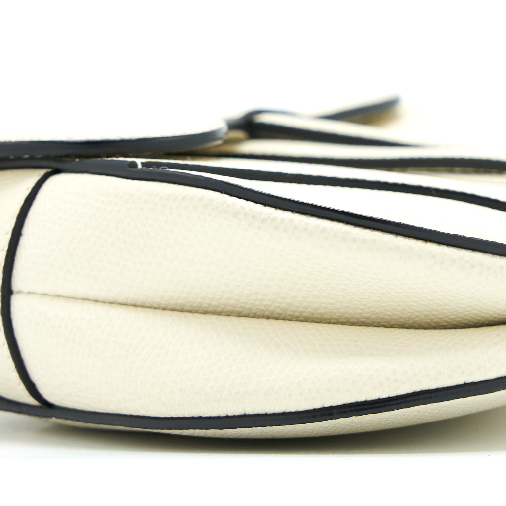 DIOR MINI SADDLE BAG GRAINED CALFSKIN WHITE GHW