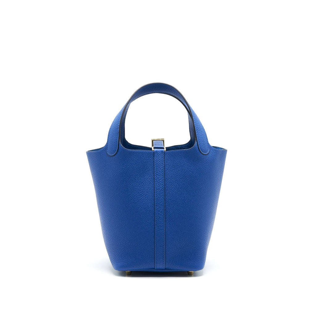 HERMES PICOTIN 18 LOCK BAG BLUE FRANCE GHW