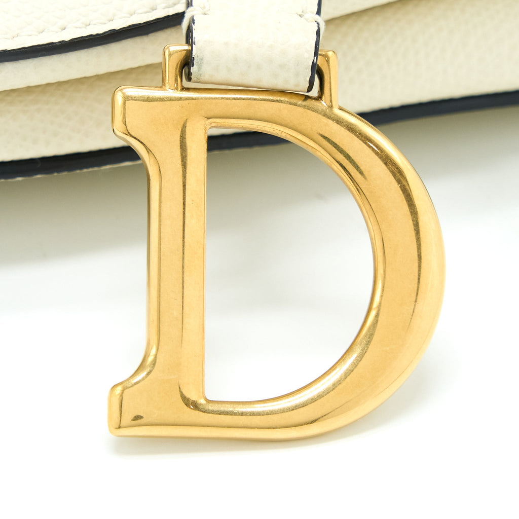 DIOR MINI SADDLE BAG GRAINED CALFSKIN WHITE GHW