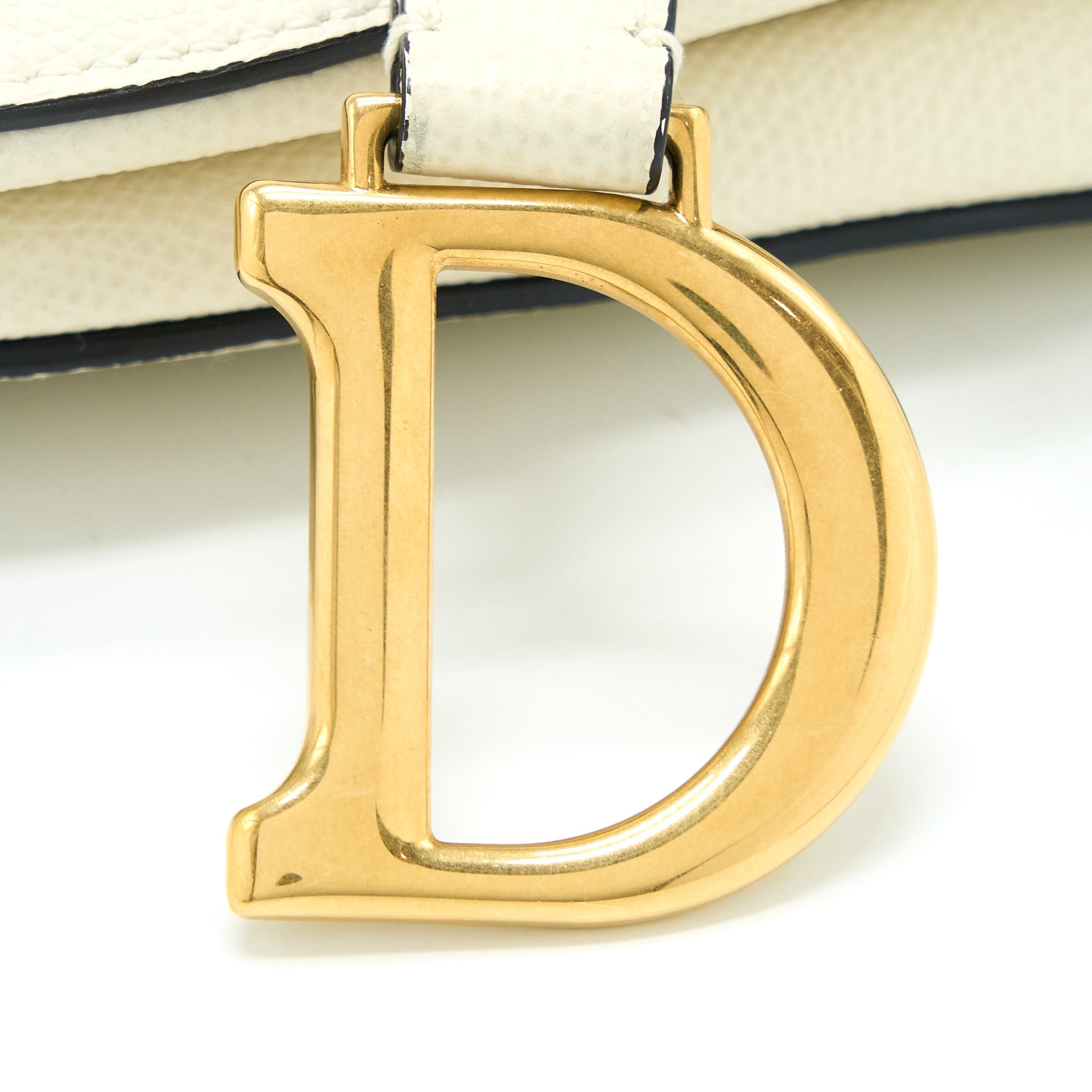 DIOR MINI SADDLE BAG GRAINED CALFSKIN WHITE GHW