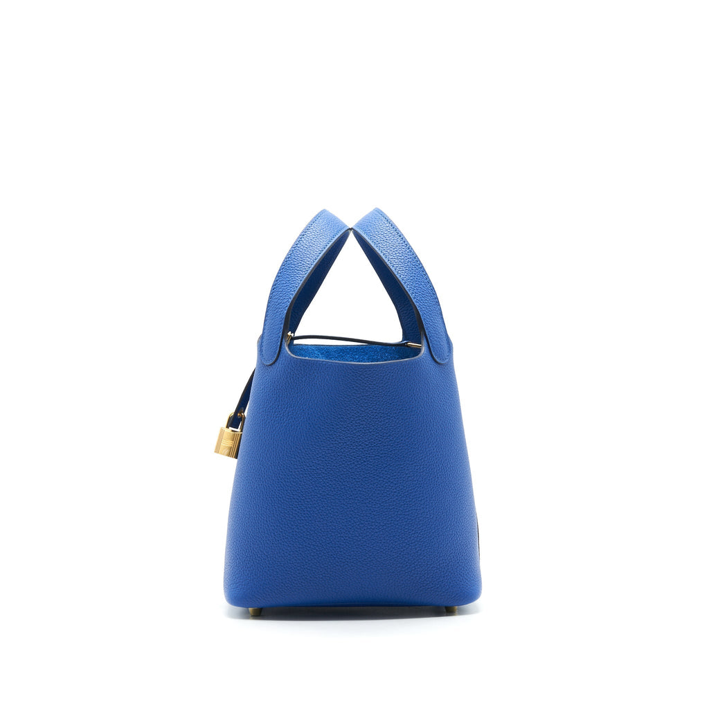 HERMES PICOTIN 18 LOCK BAG BLUE FRANCE GHW